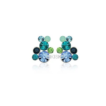 Серьги с кристаллами Сваровски 85181 1,8см*14мм Бирюзовый;Голубой