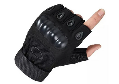 Перчатки без пальцев для велосипедиста, штурмовые тактические Oakley Беспалые Размер L Черные (KG-1048)