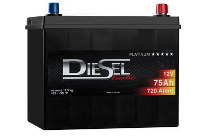 Автомобільний акумулятор DIESEL 75 Ah 720 A (EN) ASIA Premium Ca/Ca