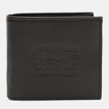 Портмоне мужское кожаное Levi's Vintage two horse bifold coin wallet 77173-0362 Dark Brown (7613267877396)