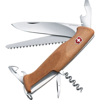 Ніж складний, мультитул Victorinox Rangerwood 55 (130мм, 10 функцій), дерево 0.9561.63