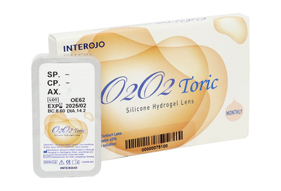 Контактные линзы Interojo O2O2 toric (1 линза) ( CYL -0,75 )( AXE 160 ) -2,5