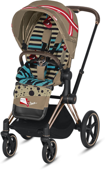 Универсальная коляска 2 в 1 Cybex e-Priam Fashion Edition One Love by Karolina Kurkova multicolor шасси Rose Gold