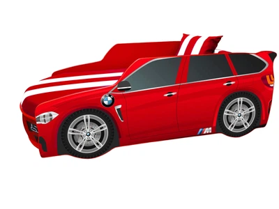 Кровать машина Premium P002 с матрасом, мягким спойлером и подушкой 80х180 красный Viorina-Deko без подсветки и подъемника