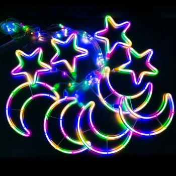 Гирлянда штора - звезды и полумесяцы LED modeling lamp 9m-1 Мультицветная, гирлянда новогодняя 3.7м (1008869-Other)