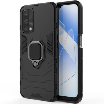 Ударопрочный чехол Transformer Ring for Magnet для Oppo A74 4G Черный / Soul Black Без бренда