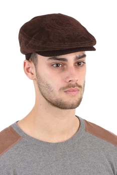 Кепка из замши с трикотажным козырьком коричневая 59 Bersar (SC37682)
