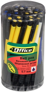 Набір автоматичних кулькових ручок 4Office Синій 0.7 мм Корпус асорті 40 шт. (4-2001/14820071012220)