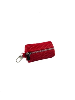 Ключница женская кожаная DeKOL Classic mini-7760p красная плетенка