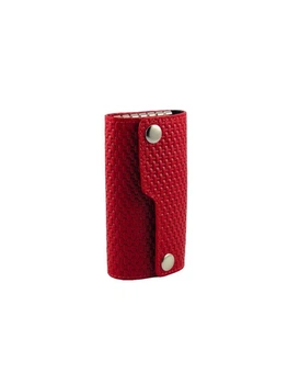 Ключница женская кожаная DeKOL mini-7760p красная плетенка