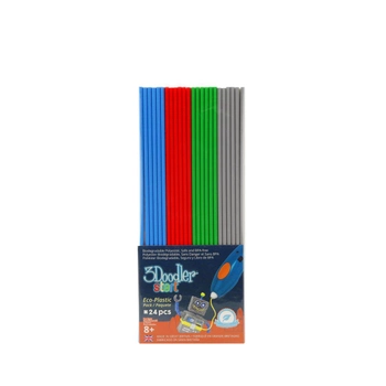 Набор стержней для 3D-ручки 3Doodler Start - МИКС S 24 шт серый, голубой, зеленый, красный