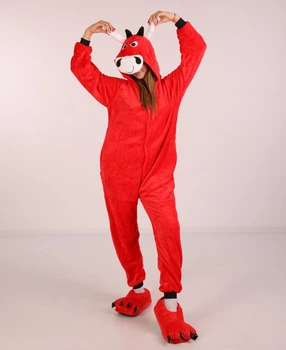 Піжама Кігурумі Kigurumi Бик Red Bull Для Дітей І Підлітковий Для Дівчаток Червоний 145-155 см. (1071/1)