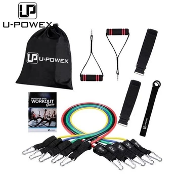 Универсальный набор эспандеров из 5 шт U-Powex (трубчатые резиновые жгуты для фитнеса + инструкция с упражнениями) + чехол (01X0403)