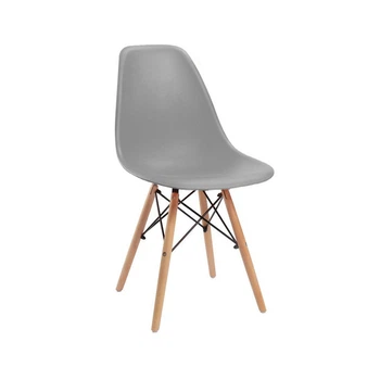 Стул обеденный на деревянных ножках MixMebli Смайл пластик серый