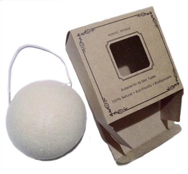 Спонж CS029 Конжаковый, 75*35, белий, крафтовая упаковка (Konjac конняку) Cosmo Shop