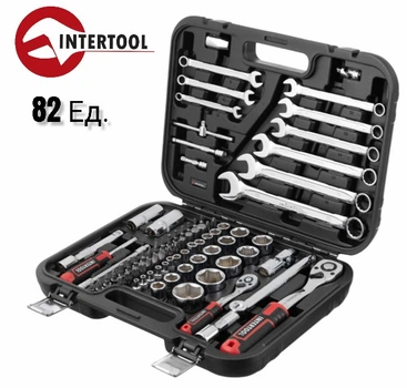 Набір інструментів 82 од, INTERTOOL, Автонабір в кейсі