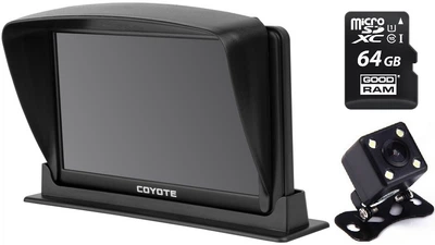 GPS навигатор видеорегистратор COYOTE&nbsp;914 DVR Hurricane 512 Mb 8Gb с картами для грузового и легкового транспорта установка на панель + Карта памяти 64GB UHS-1 + Камера заднего вида