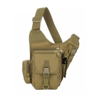Тактическая плечевая сумка-кобура D5-1012, wolf brown (K304)