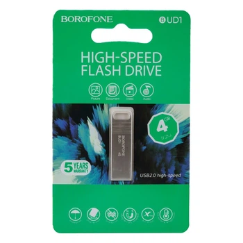 Флеш пам'ять USB Borofone BUD1 USB 2.0 4GB Steel