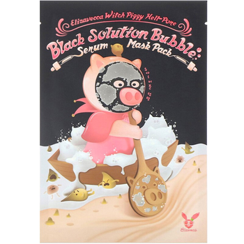 Кислородная маска-серум для лица от черных точек ELIZAVECCA Witch Piggy Hell Pore Black Solution Bubble Serum Mask Packl 28 мл (8809624502059)