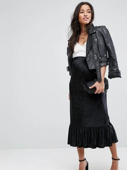 Бархатная юбка-миди с заниженным краем ASOS ASA030920-3 M (83731M) Черный
