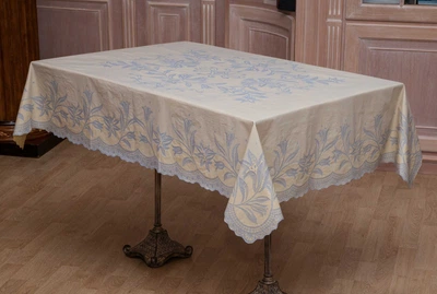 Скатертина вінілова сіро-блакитна Хорс-М 120х150см (103/16)