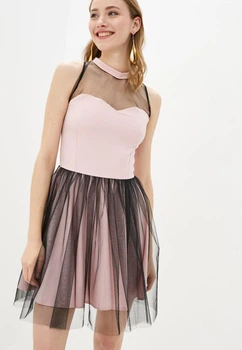Вечернее женское коктельное платье с сеткой Подіум 28008-ROSEDAWN/BLACK XS Розовый