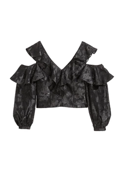 Топ-блузка H&M 34 Чорний 0571048_дл.рук.відкрит.плечі