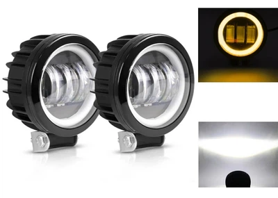 Светодиодная противотуманная балка Led с СТГ 30W 3 линзы с жёлтым ангельским глазом Avtoexpect (05490)
