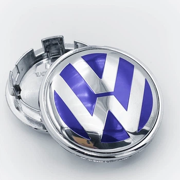 Колпачки (заглушки) в литые диски VW (Фольцваген) 65 мм CountryMan Синие Хром