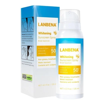 Крем для засмаги SPF 50PA+++ Lanbena 120мл спрей, що освітлює, сонцезахисний крем ефективно проти випромінювання