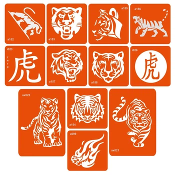 Набор трафаретов для био-тату Fresh Tattoo "Тигры" (tigers-12)