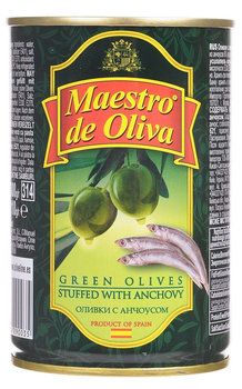 Оливки зелені з анчоусом Maestro de Oliva 300 г