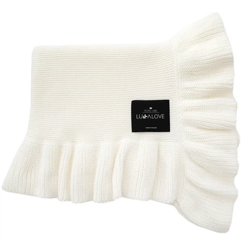 Плед для немовлят з рюшею LullaLove White Coconut 90х100 см бамбуково-бавовняний