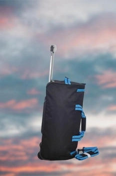 Дорожная сумка на колесах и с выдвижной ручкой черный+серый+синий 58х30х30 275-24