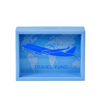 Копилка для бумажных денег Happy Like Travel Fund Голубая (F8)