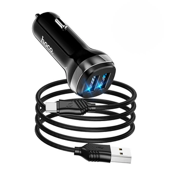Зарядне автомобільне HOCO Z40 (2USB/2.4A) Type-C Чорний