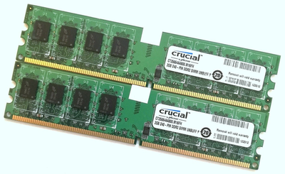 Пара оперативной памяти Crucial DDR2 4Gb (2Gb+2Gb) 800MHz PC2 6400U CL6 (CT25664AA800.M16FH) Б/У