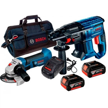 Набір перфоратор Bosch GBH 180-Li + УШМ GWS 18-125 V-LI + з/у AL 1860 CV + 2 x акб GBA 18V 5 Ah + сумка