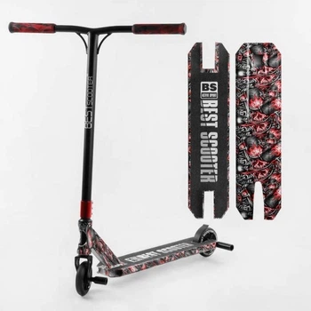 Самокат трюковый Best Scooter 77488 HIC-система, Пеги , алюминиевый диск и дека с Принтом , колёса d=110мм, ширина руля - 60 см