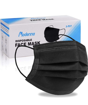 Маски медицинские одноразовые трехслойные KK Health с фиксатором для носа упаковка 50 штук Черные