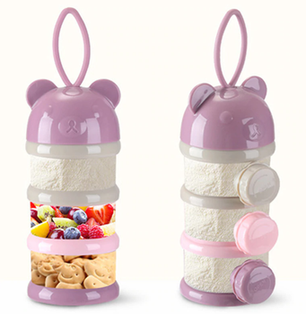 Контейнер для хранения детских смесей с боковой крышкой Pink Bear (3 деления), Belove