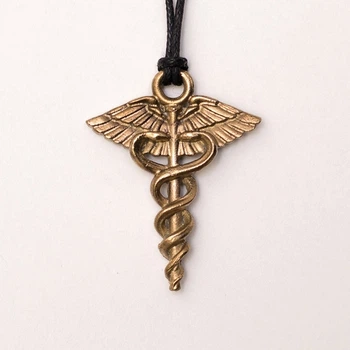 Амулет кулон Кадуцей Semantic Jewelry Бронзове покриття 2.5 x 2.5 x 0.3 см