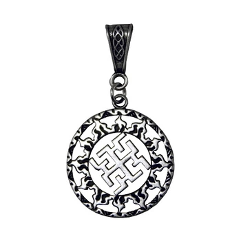 Амулет кулон Духобор у Сонячному колі Semantic Jewelry Сріблення 5.0 x 2.8 x 0.2 см