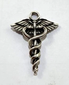 Амулет кулон Кадуцей Semantic Jewelry Сріблення 2.5 x 2.5 x 0.3 см