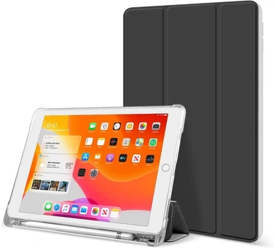 Силиконовый чехол обложка Transparent + Pencil Holder BBM1 для iPad 10.2" 2019/2020/2021 Чёрный