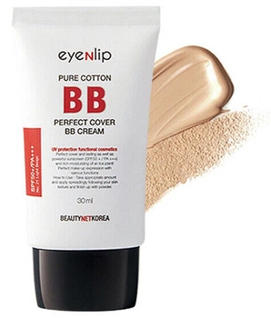 BB-крем для лица Eyenlip Pure Cotton Perfect Cover BB Cream #23 Natural Beige с гиалуроновой кислотой 30 мл (8809555253396)
