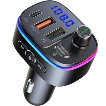 FM-трансмиттер U&P T65 Bluetooth 5.0 / QC 3.0 / RGB Black (HG-T65-BK)