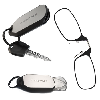 Очки для чтения Thinoptics 1.00, черные / Брелок для ключей металл (KCM1.0B)