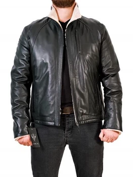 Дубленка мужская из натуральной кожи Epica EZ-002 Bej S черная
